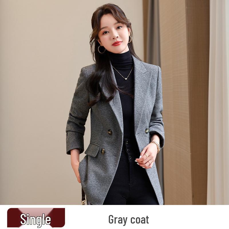

Женский элегантный серый шерстяной пиджак - Осенне-зимняя рабочая одежда L