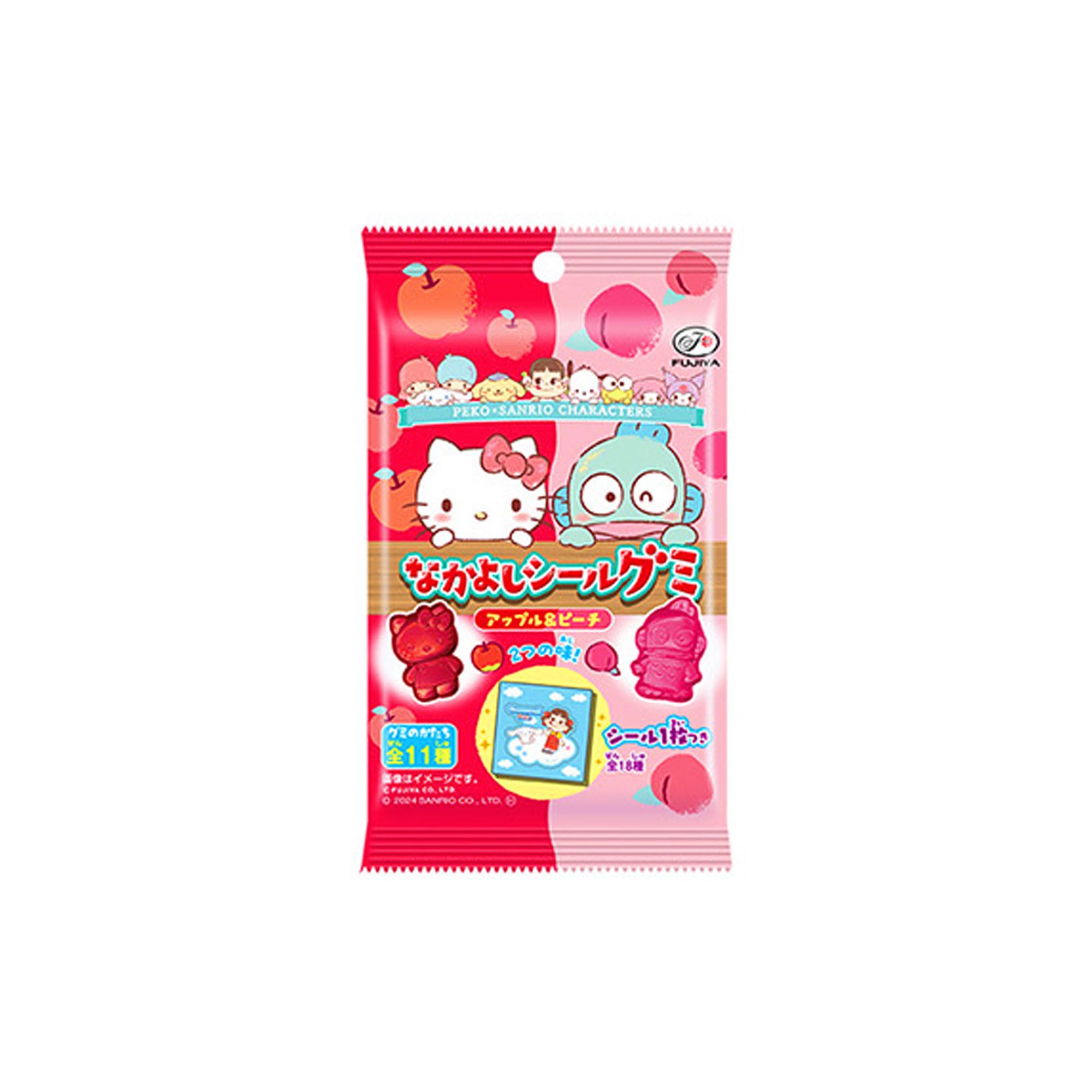 

Fujiya Peko x Sanrio Characters Good Friends Sticker Gummy 6 pieces x 20 pieces (Apple & Peach)
