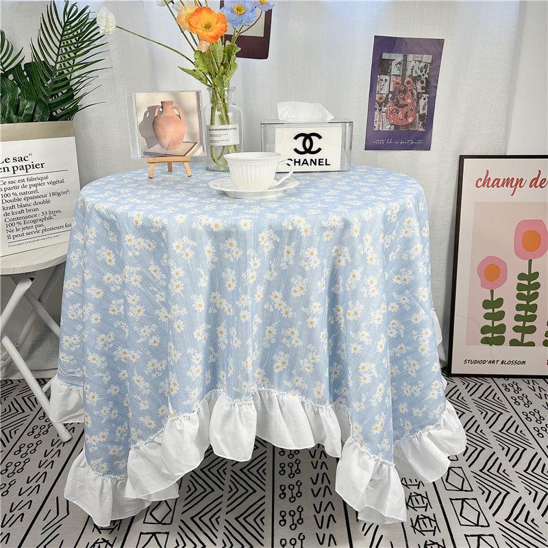 Spitze Runder Tischdecke Floraler Pastoraler Stil Picknick Party Dekorationstuch Ins Schmutzabweisend Antifouling Matte Süß