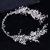 Silberfarbenes Blatt Perlen Stirnband Tiara Für Braut Haaraccessoires Hochzeit Haarband Kristall Perlen Tiaras und Braut Kopfschmuck