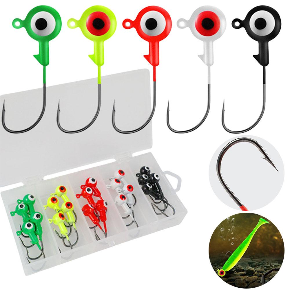 20 Pieces Jig Head Hook High Carbon Steel Fishing Jig Hook Sharp Barbed Hook for Fishing Tackle