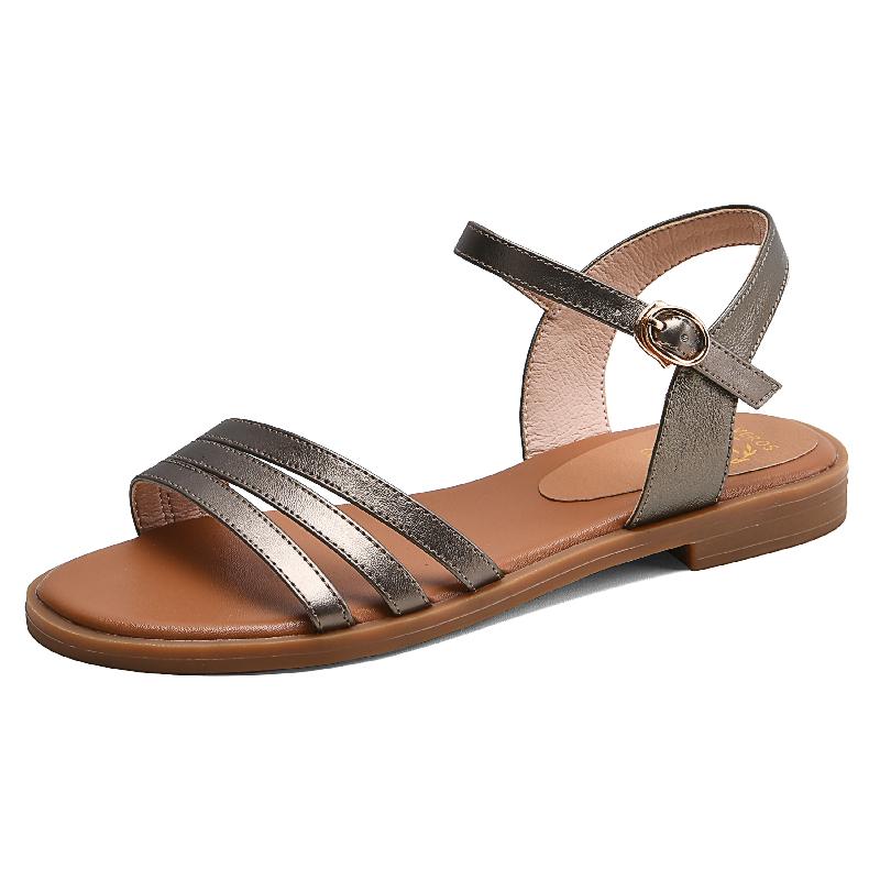 Elegant Women's Summer Sandals Shoes Genuine Leather Casual Flats White Beach Shoes Confortable Flip Flops Girls Footwear