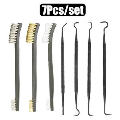 7pcs Double-end 3pcs Steel Wire Brush & 4pcs Nylon Pick Set Multi-function Car Detailing Cleaning Tool Accessorie
