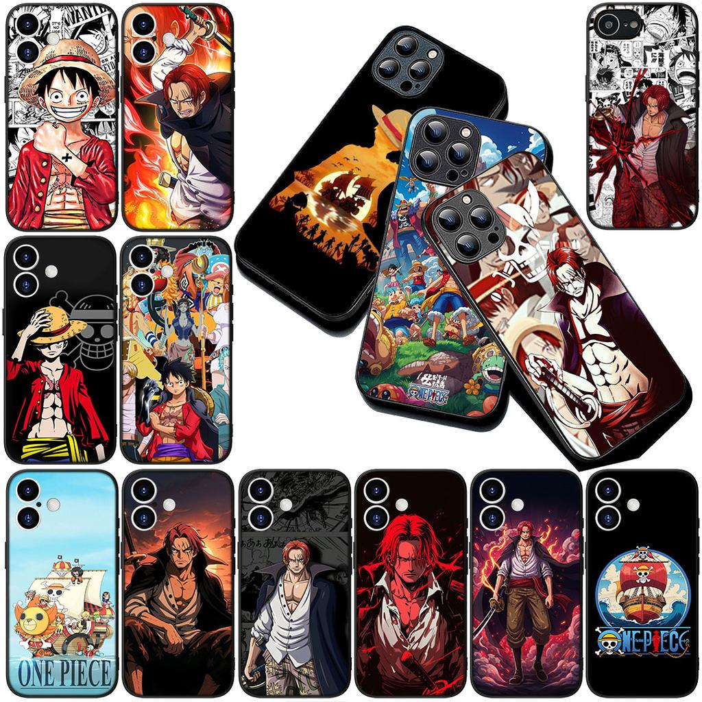 For Apple iPhone 16 14 15 Plus 11 Pro Max 16E ProMax + 16Plus 15+ 14+ Phone Cover Soft Case Shanks Red Hair One Pieces Luffy