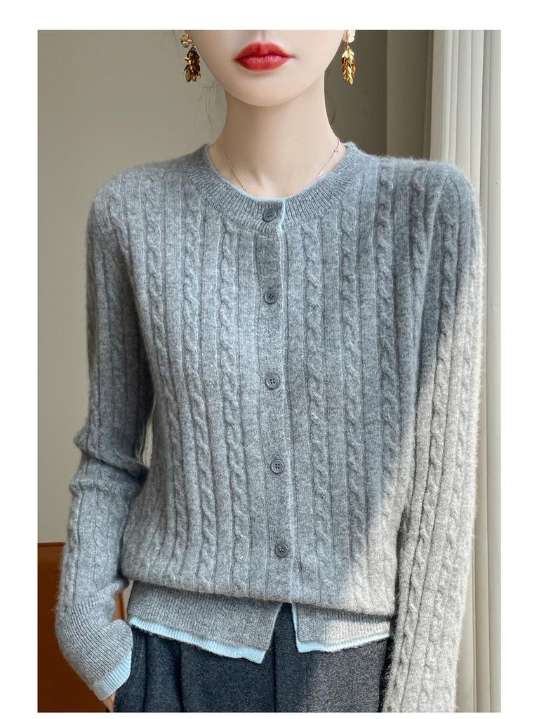 Dámský volný pletený dvoudílný svetr kardigan se sametovým topem