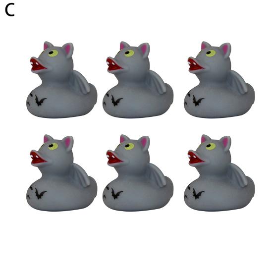 6Pcs Halloween Horror Rubber Duck with Pressable Ghost Face Spooky Ghost Duck for