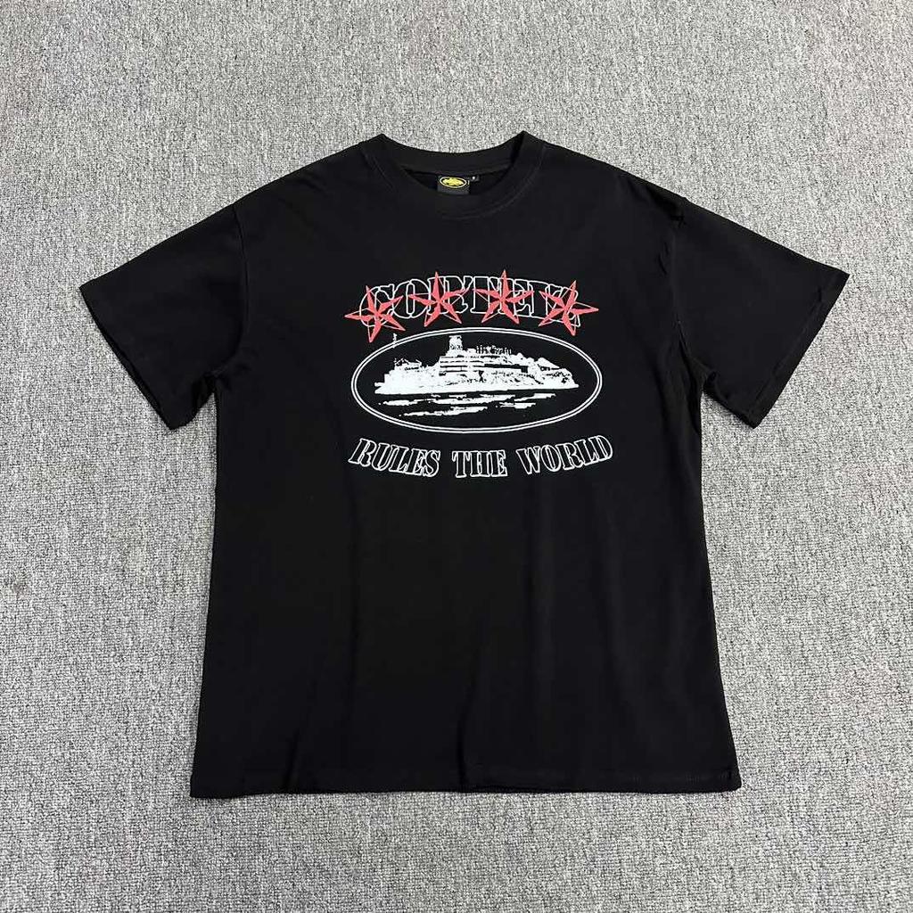 ZYLLO Amerikanische High Street Liebesbrief-Print Kurzarm Locker Lässig Retro Paar T-Shirt Trendiges Herren Rundhals Oberteil