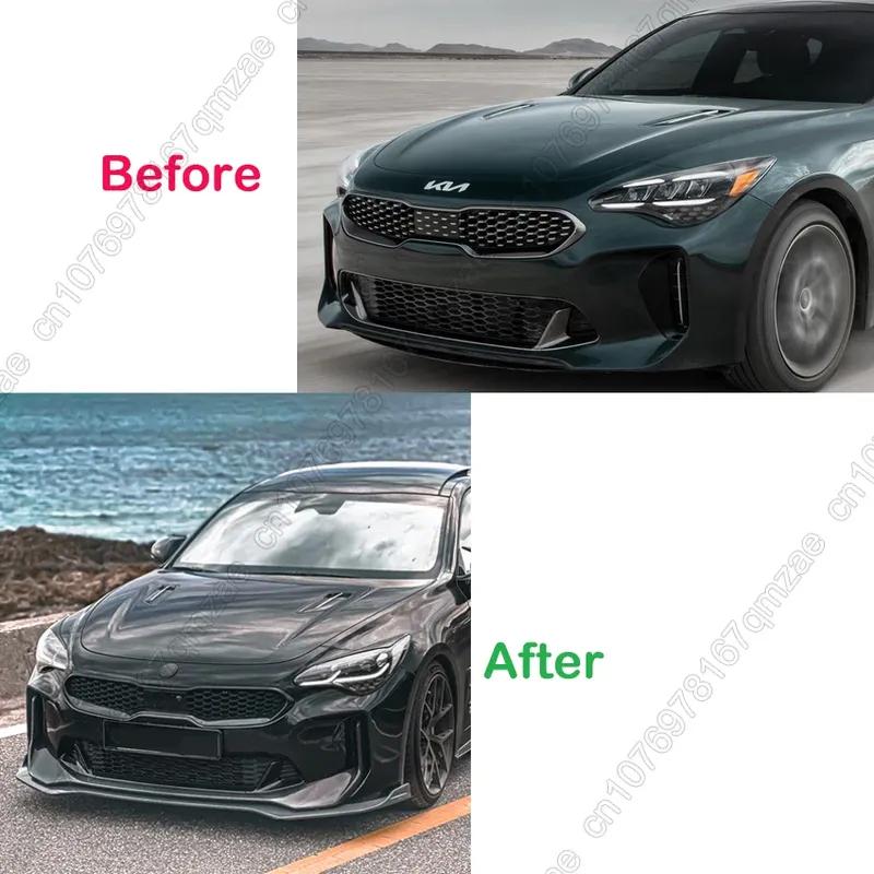 For Kia Stinger GT 2018-2023  Auto Car Front Bumper Splitter Lip Spoiler Diffuser Guard Body Kit Cover Tuning ABS Gloss Black