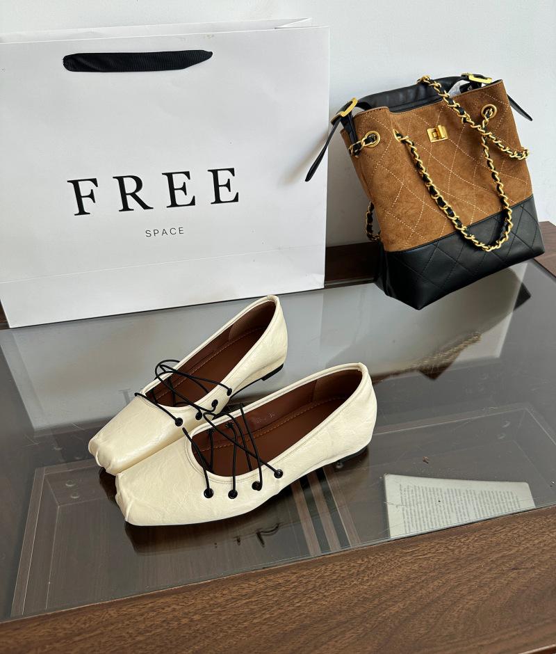 Satin ballet single shoes women's summer 2025 new retro shallow mouth flat bottom cross strap Mary Jane shoes