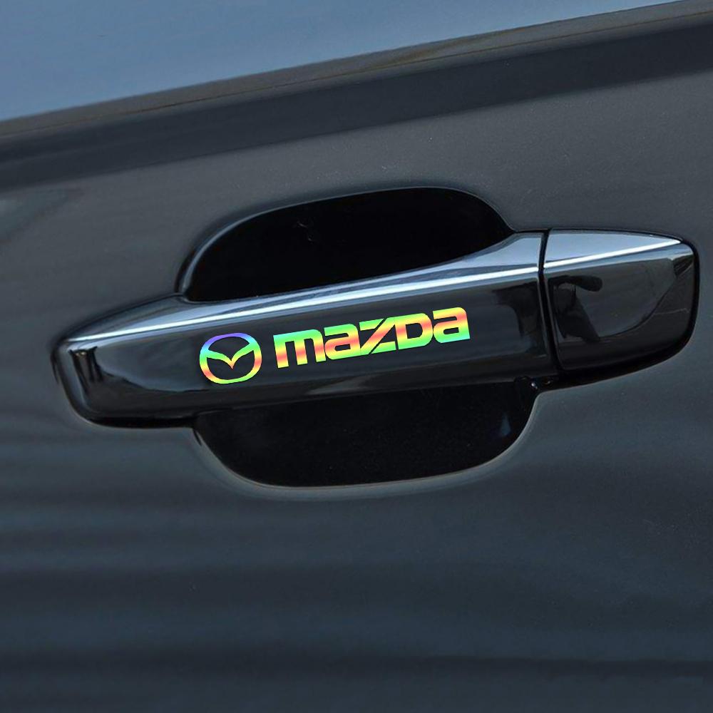 4pcs Car Door Handle Mirror Wiper Reflective Vinyl Trim Stickers For Mazda Axela Atenza CX-3 CX-5 CX-8 MAZDA SPEED Demio MPS 3 6 FF24