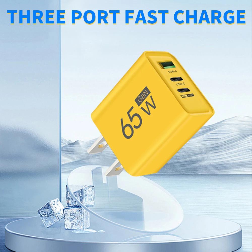 65W GaN USB C Charger Type C Fast Charge Charger Power Adapter for IPhone Samsung Xiaomi Huawei QC3.0 EU/US/KR Plug Wall Charger