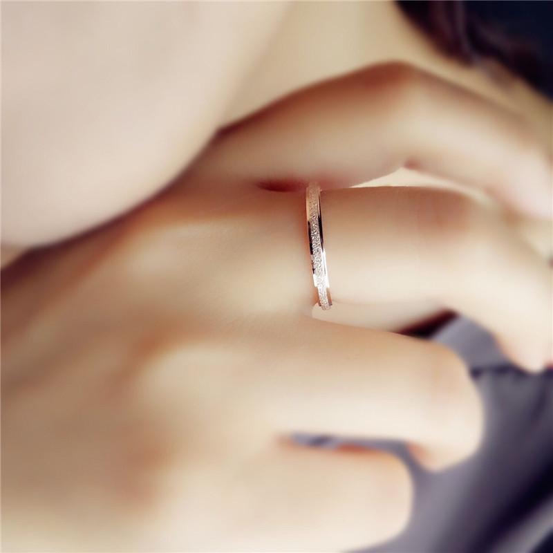 Korean Drama-Inspired Matte Titanium Steel Rose Gold Ring for Women