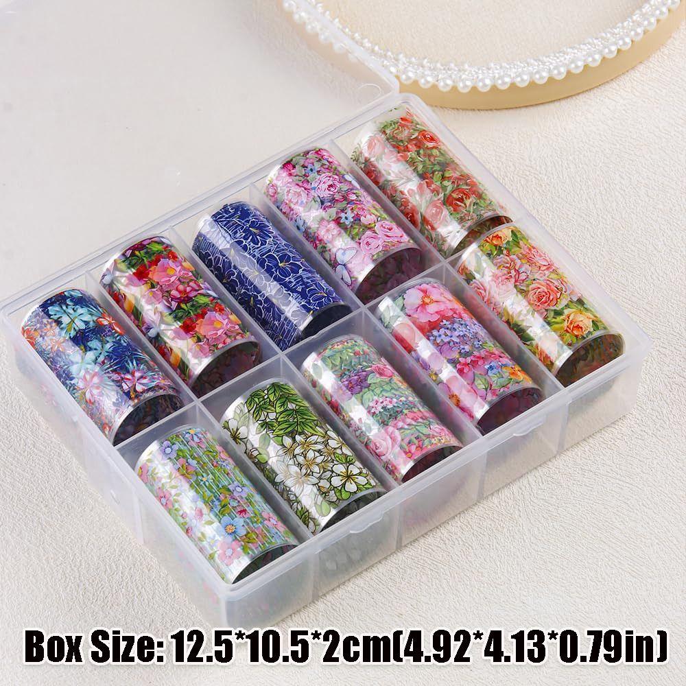 10 Rolls Colorful Transfer Decals Starry Sky Paper Nail Supplies Hot Nails Foils  for Women DIY