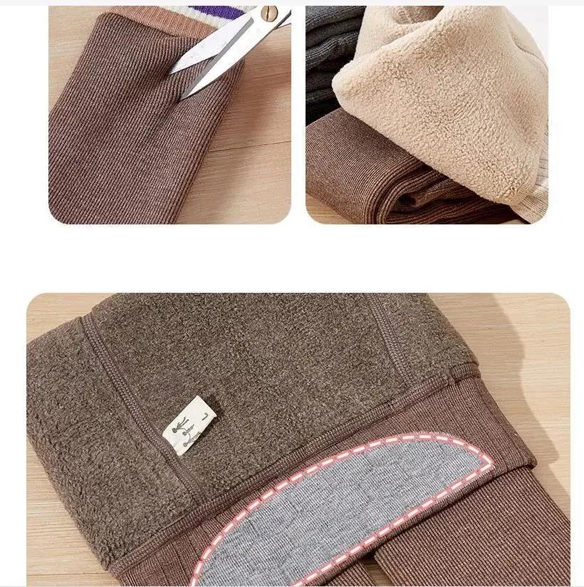 New Winter Thickening Warm Pants for Girls 3-12 Year Stripe Leggings Children Girl Skinny Plus Velvet Pencil Trousers Outfit