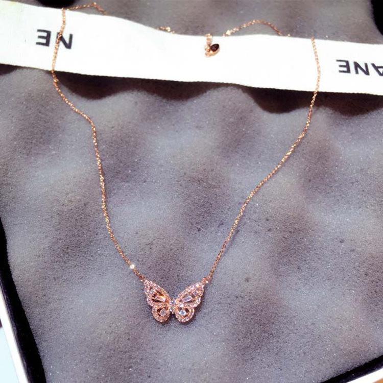 Super Fairy Niche Smart Hollow Butterfly Pendant Female Micro Zircon Fashion Design Collarbone Chain