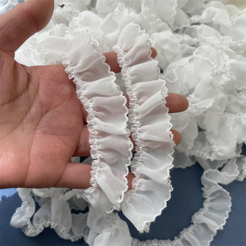 2 Meters 2.5cm wide Ivory Ruffles Lace Trim Dress Skirt Decoration Lace Accessories Lace Ribbon