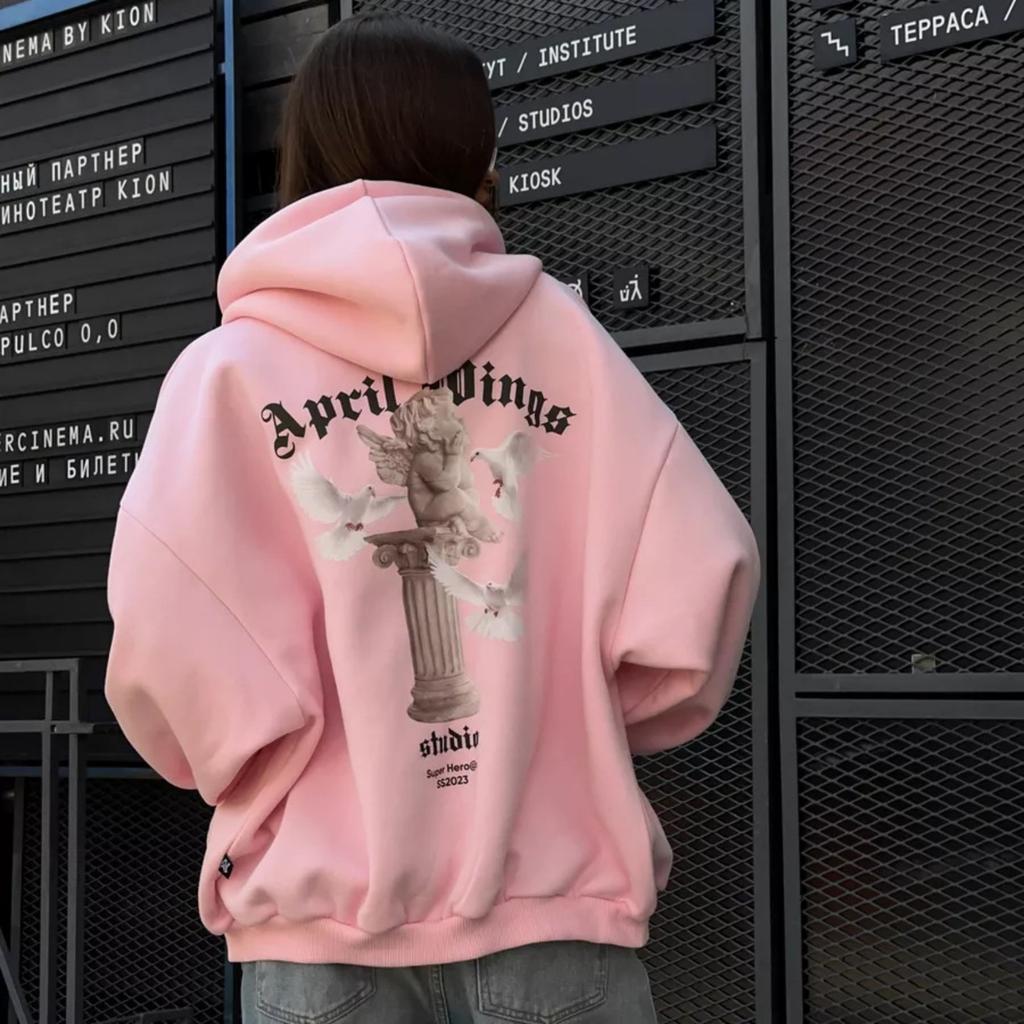 Women's Back Printed Hooded Sweatshirt Fashion Loose Zipper Sweatshirt Jacket