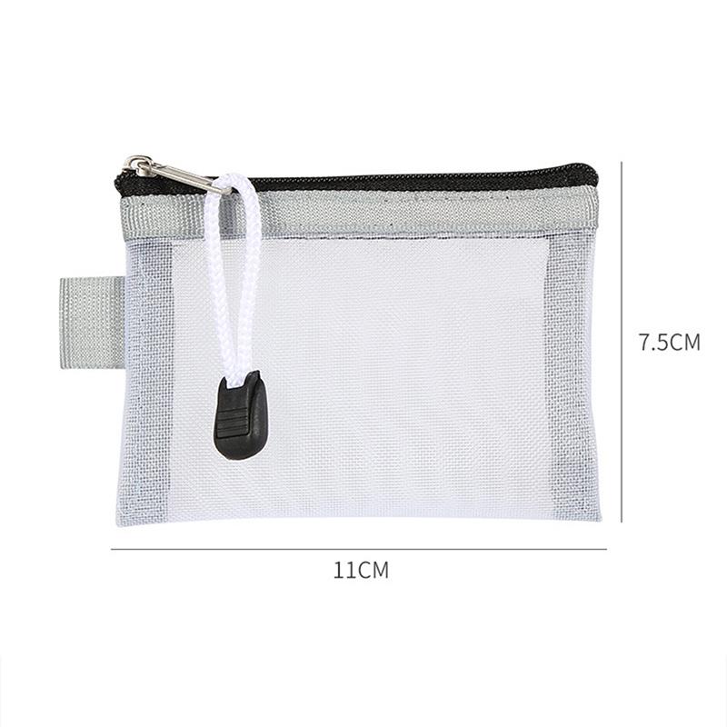 Mini Transparent Nylon Mesh Card Bag Credit Id Card Organizer Portable Coin Purse Lipstick Earphone Data Line Key Storage Bag