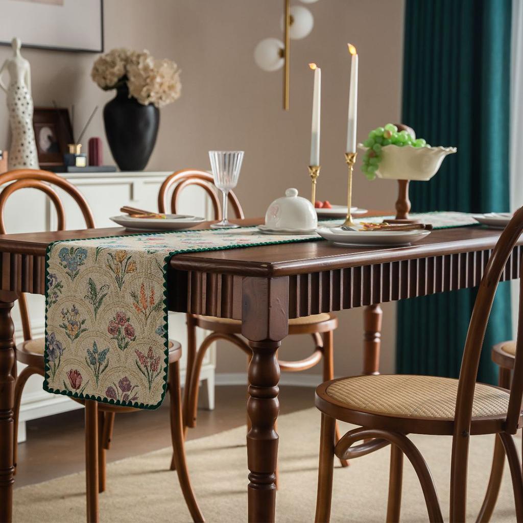 Dining Table Cotton  Linen Table Runner with Tassels