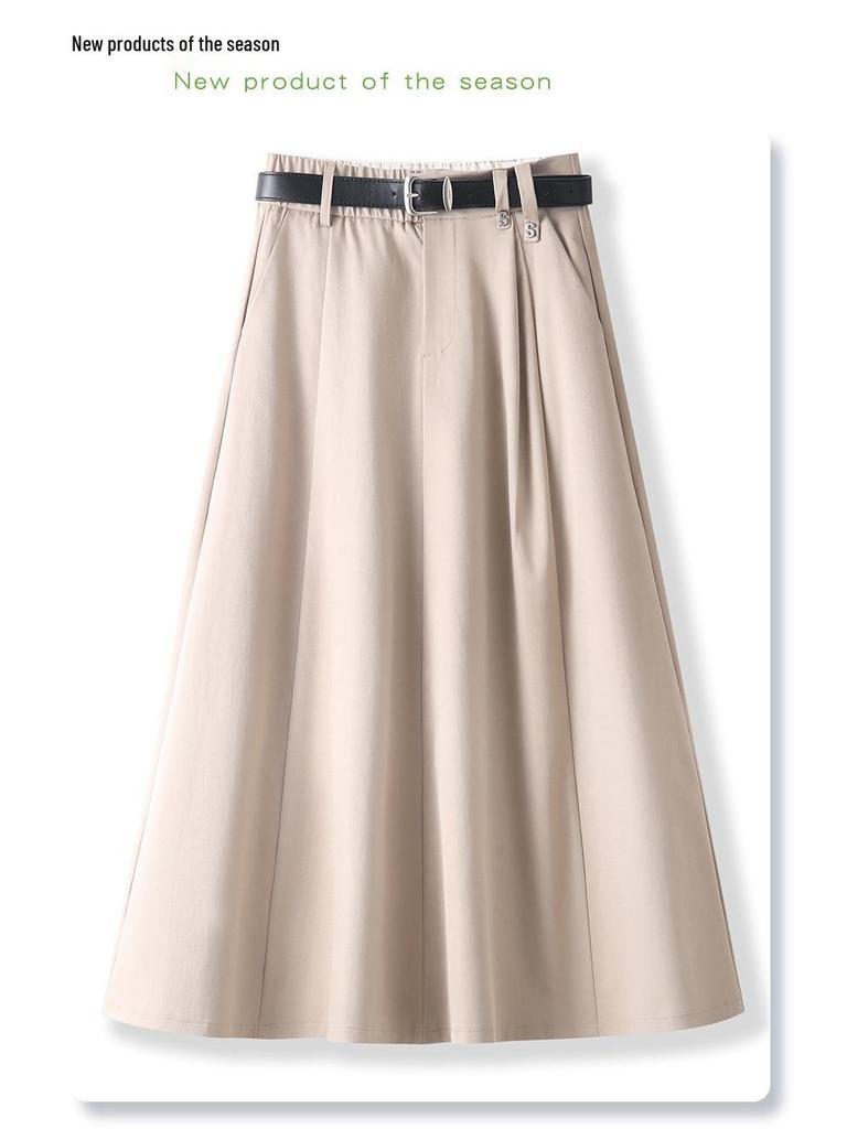 2025 Neuer Damen Roter High-Waist A-Linien Midi Faltenrock - Schlankmachende & Lockere Passform für Frühling und Herbst