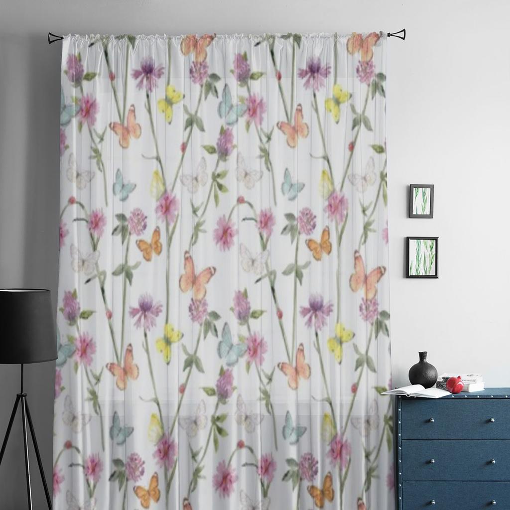 Schmetterling Luxuriöse Chiffon-Vorhänge für Wohnzimmer Schlafzimmer Dekoration Fenster Voiles Tüll Vorhang