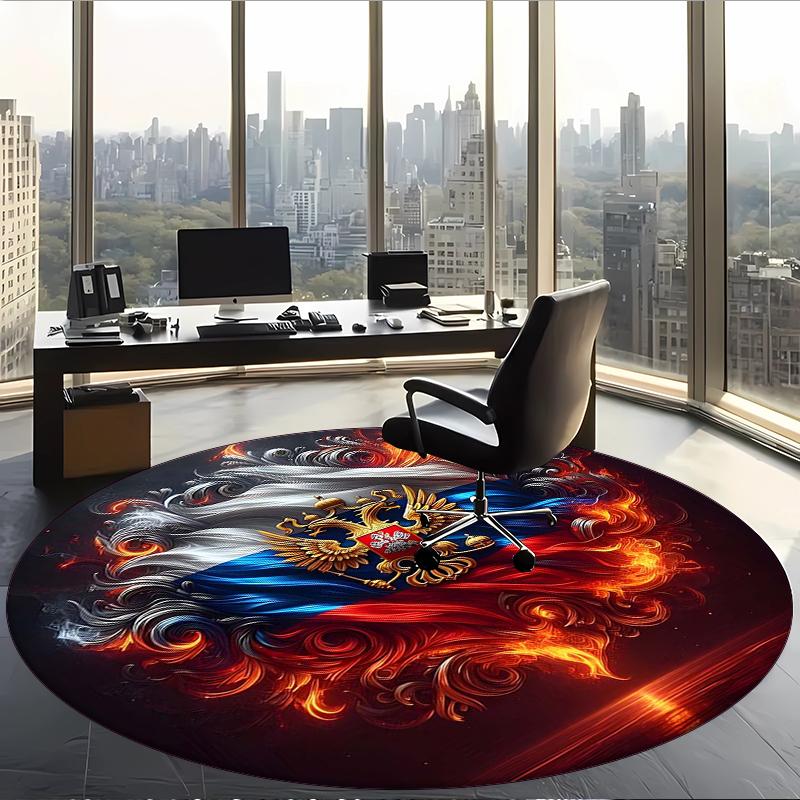 Russian Double Headed Eagle (1) Round Office Rug Decorative Floor Rug for Office Bedroom Living Room and Home Space