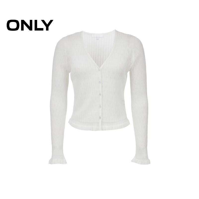 ONLY Women's V-Neck Ruffle Trim Cardigan Knit Top