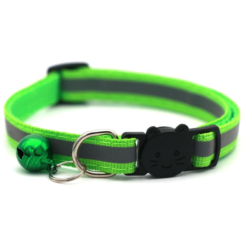 Pet Round Ear Cat Buckle Reflective Cat Head Safety Buckle Split Cat Dog Bell Necklace