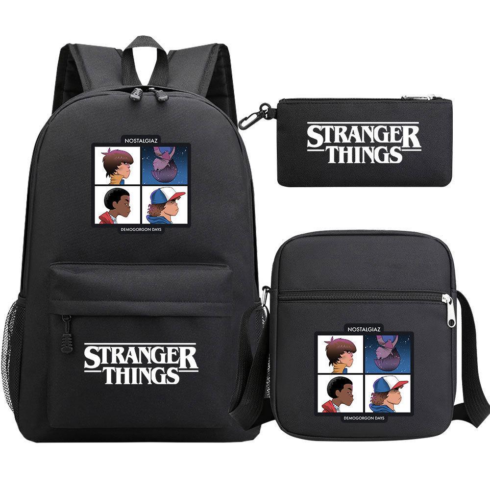 Stranger Things Star Printing Teen Student School Bag Three-Piece Men'S And Women'S Backpack