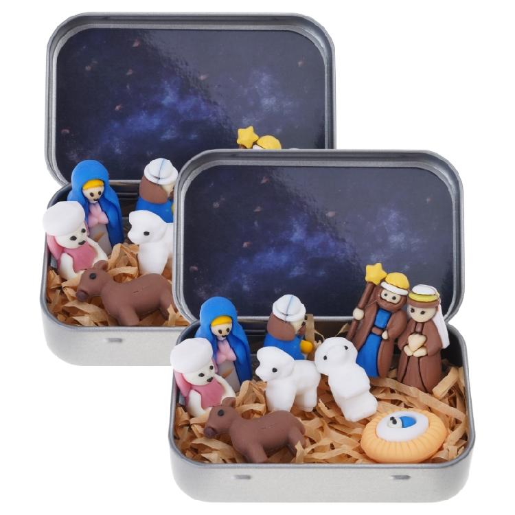 Pocket Sized Christmas Bethlehem Scene Ornament Handcrafted PVC Design Nativity Scene For Year End Celebrations Display