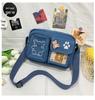 Japanese Soft Girl Canvas Crossbody Bag with Embroidered Bear - Vintage Style Student Bag