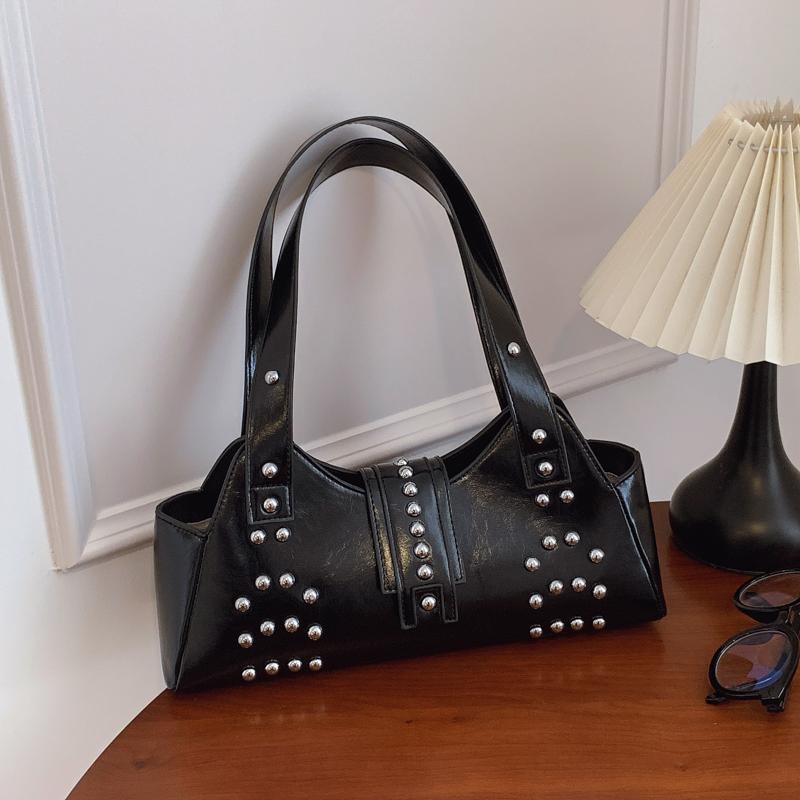 Fashi Solid Color PU Zipper Rivet Light Luxury Sweet Shoulder Bags for Women 2026 High Quality Temperament Ccise Handbags