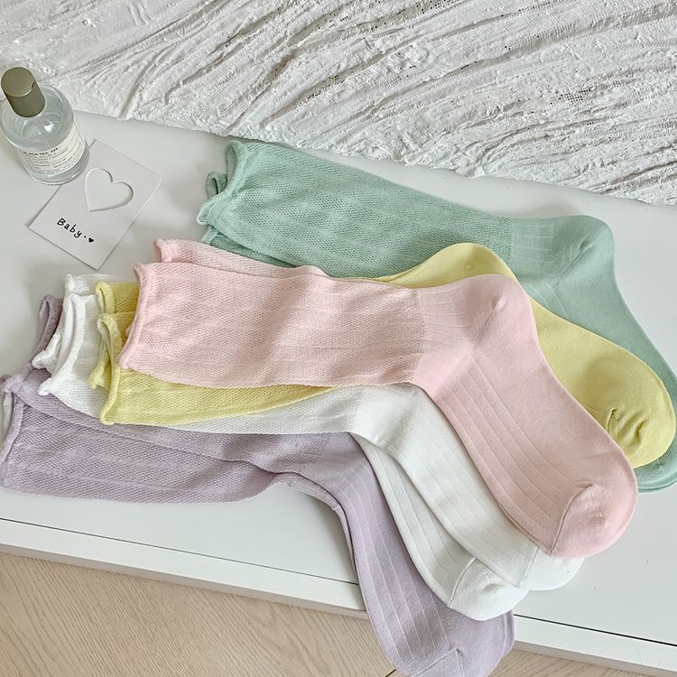 Women Socks Hollow Out Mesh Thin Breathable Summer Loose Long Socks Women Casual Fashion Solid Color Black White Gray Socks Sox