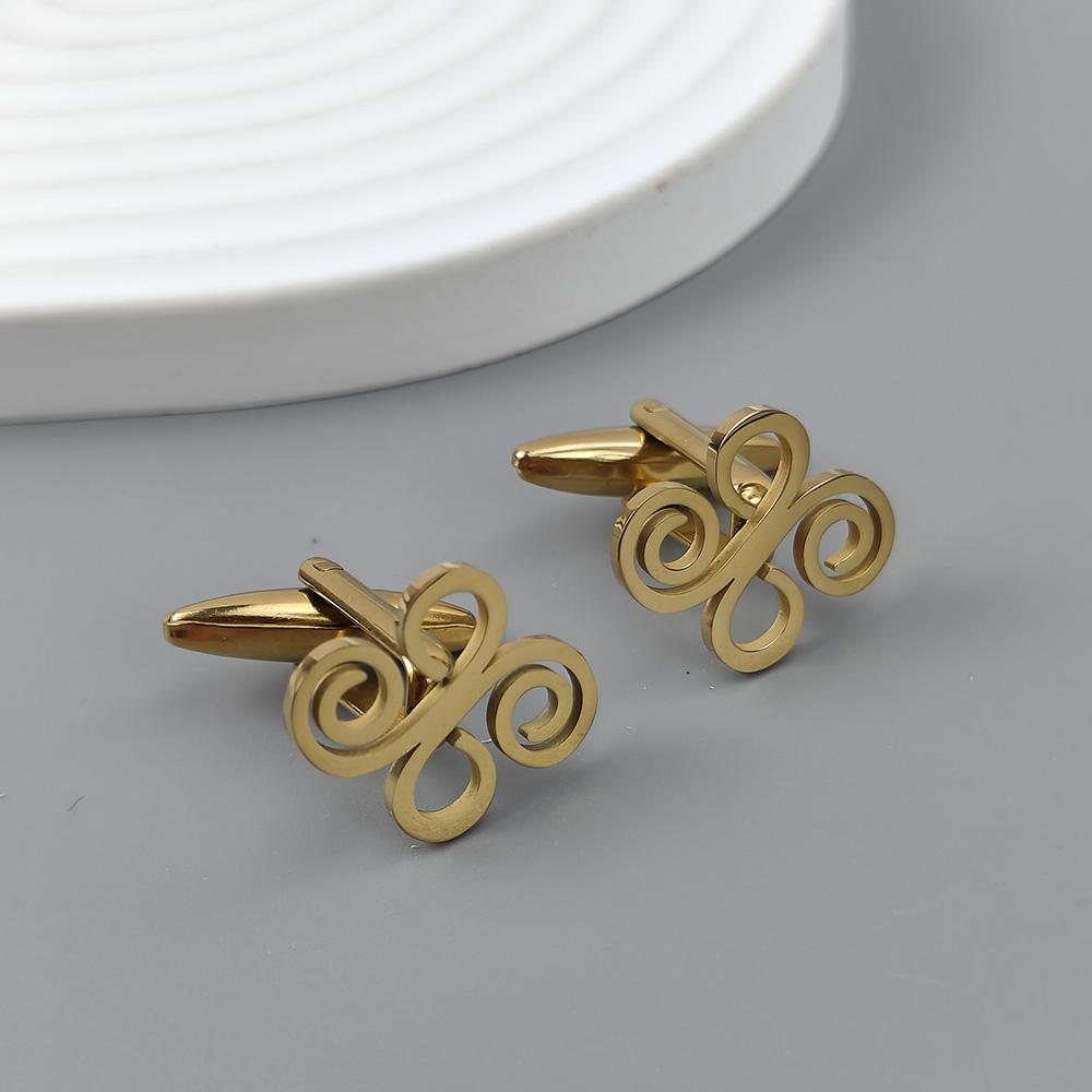 Men's Chinese knot cufflinks, high quality shirt suit buttons, stainless steel gold plated, jewelry for formal occasions