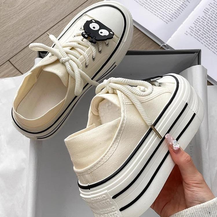 

High-value two-wearing little white shoes children s 2025 new lazy one-pedal platform shoes versatile casual board shoes women 35 белый