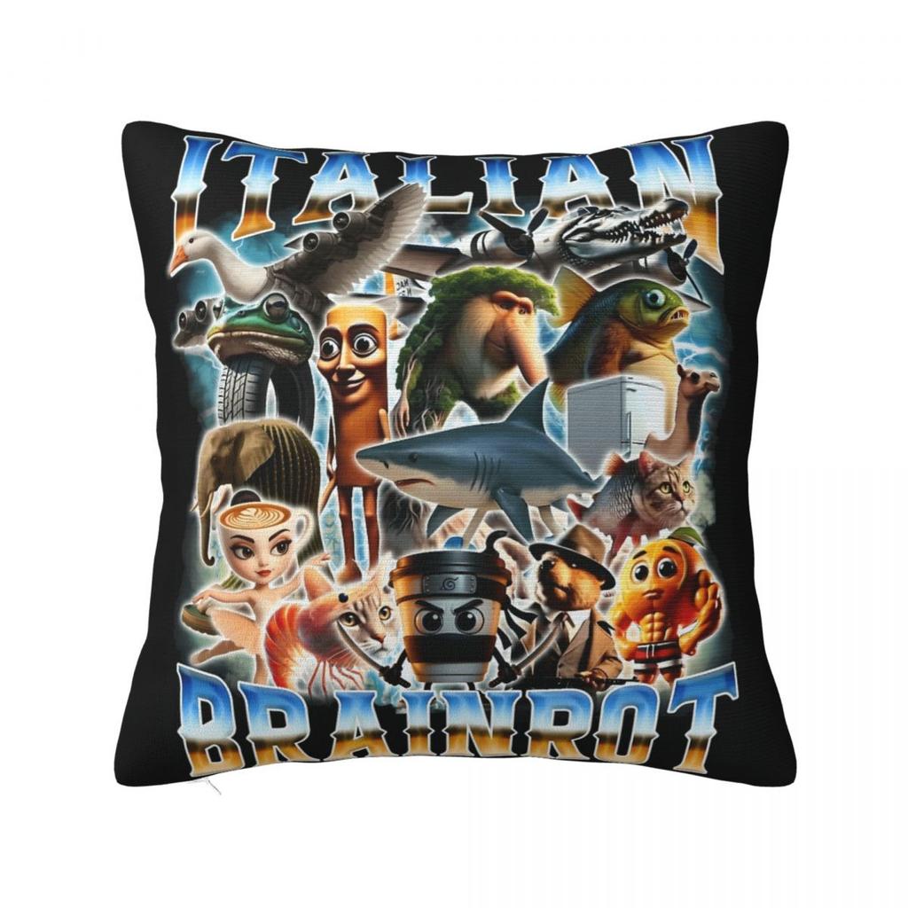 Italian Brainrot Men Women Unisex Funny Meme Pillow Cover Novelty Pillow Case For Home Decor Cushion Cover Soft Pillowcases