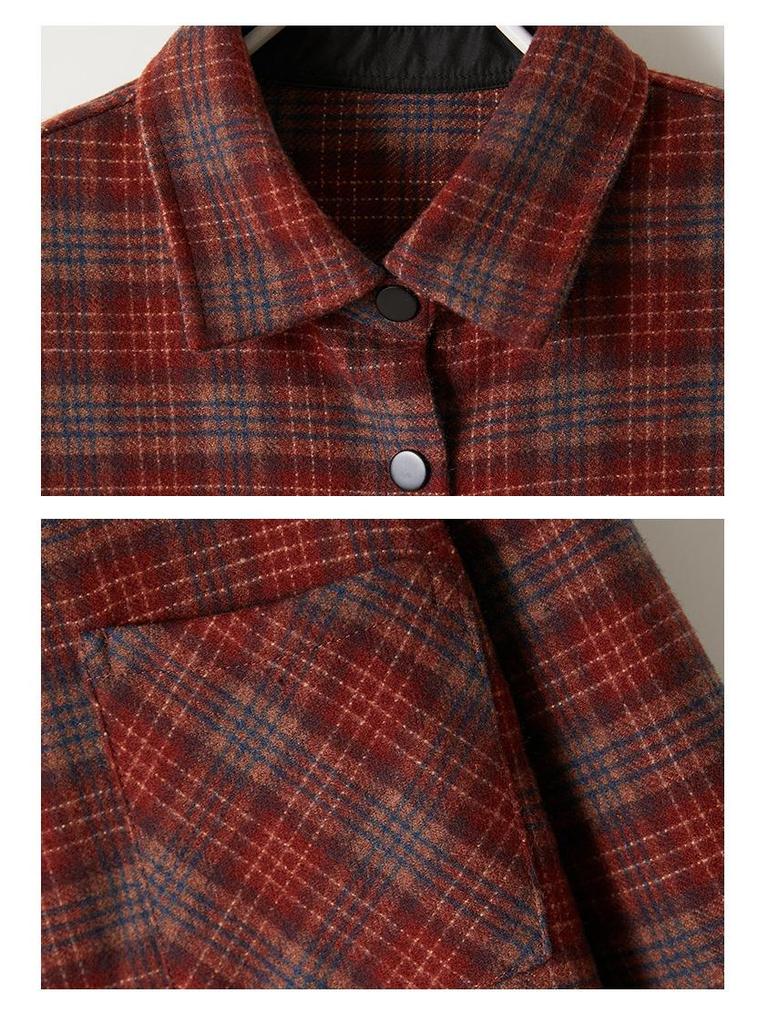 Women's Brushed Plaid Long Sleeve Shirt - Thickened & Warm, 2025 Autumn/Winter Collection