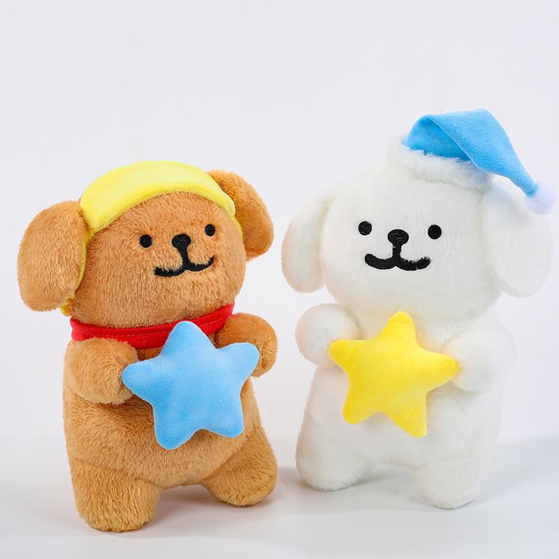 Line Art Dog Plush Toy With Starry Night Design For Couples And Gift Giving