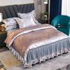 4 stk/sett Europeisk Jacquard Sengeskjørt Sengetøysett Fire Sesonger Laken Dynetrekk Sommer Issilke Dobbeltseng Bryllup Lett Luksus Fire Deler Sett