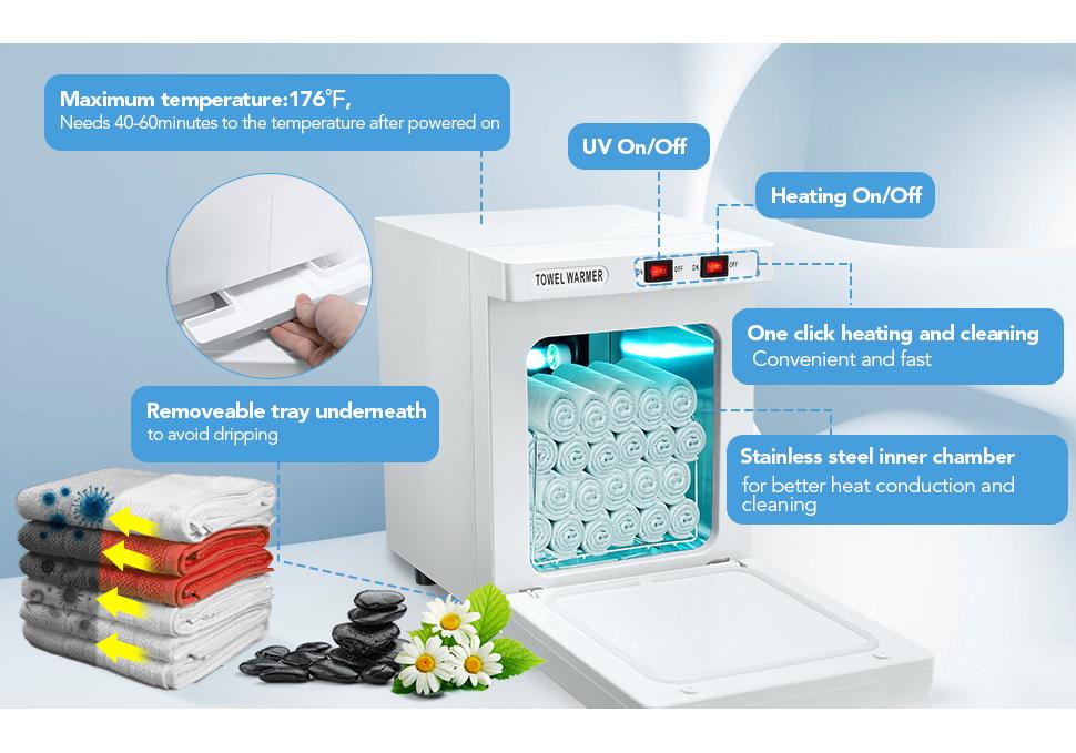 UV-Sterilisator und Wärmer für feuchte Handtücher mit automatischer Temperaturregelung