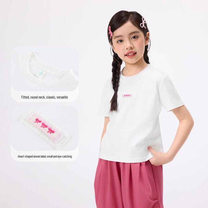 Xiaoyinman Girls' Breathable Antibacterial Short-Sleeve T-Shirt
