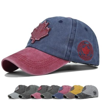 Washed Canada Baseball Cap Maple Leaf Embroidery Adjustable Sun Protection Snapback Caps For Men Women Sports Hiking Golf Hats
