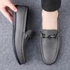 Summer Metal Buckle Business Casual Shoes Adult Men's Genuine Leather Loafers Shoes Soft Sole Comfortable Moccasin Driving Shoes