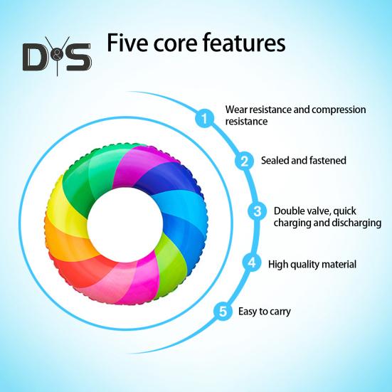 Anti-leak Kids Swimming Ring Smooth Fun Inflatable Rainbow Swimming Ring