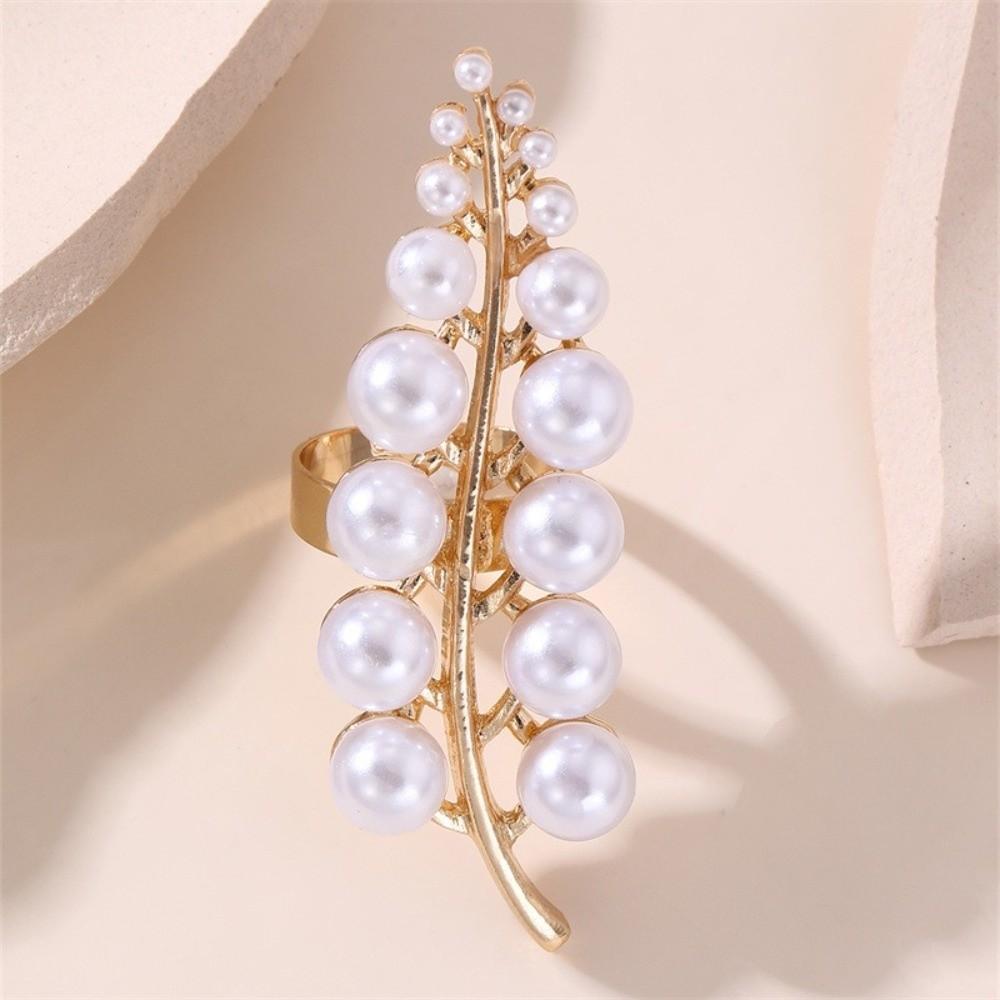 Romantic Flower Shape Starfish Ring Gold Color Metal Pearl Ring Exaggerated Jewelry Flower Ring Beach