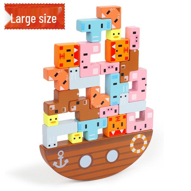 

Animal Balance Wooden Jenga Boat - Children s Educational Puzzle Toy Game