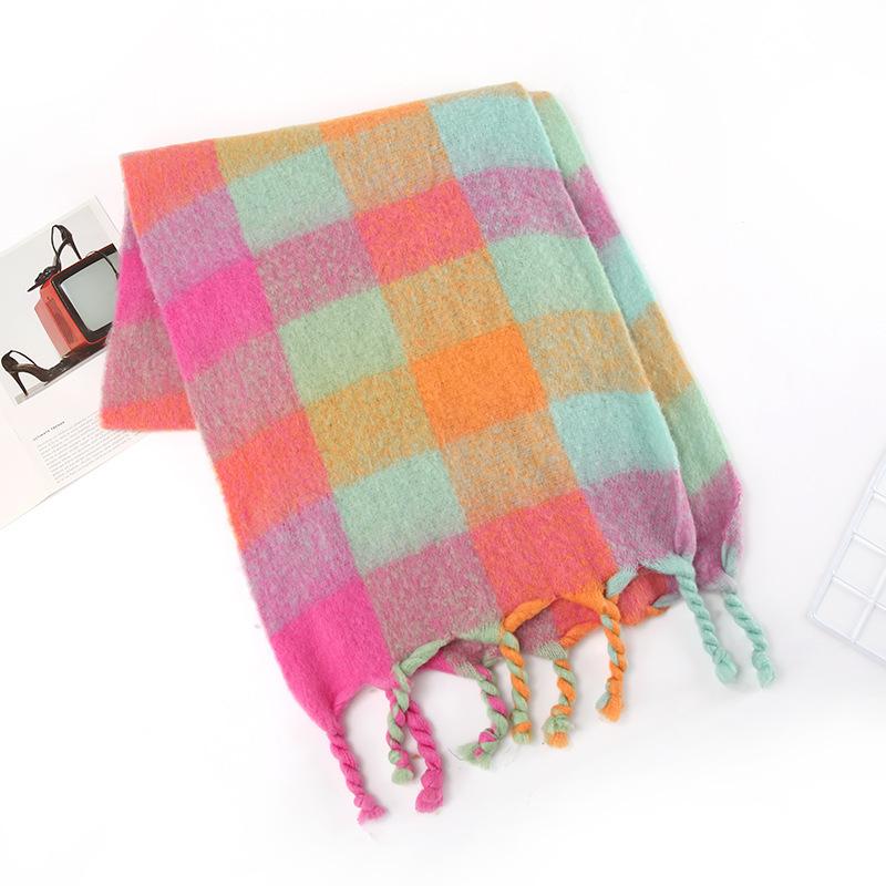 Braided Autumn and Winter Scarf for Women New Thick Warm Soft Waxy Scarf Winter Thick Tassel Scarf