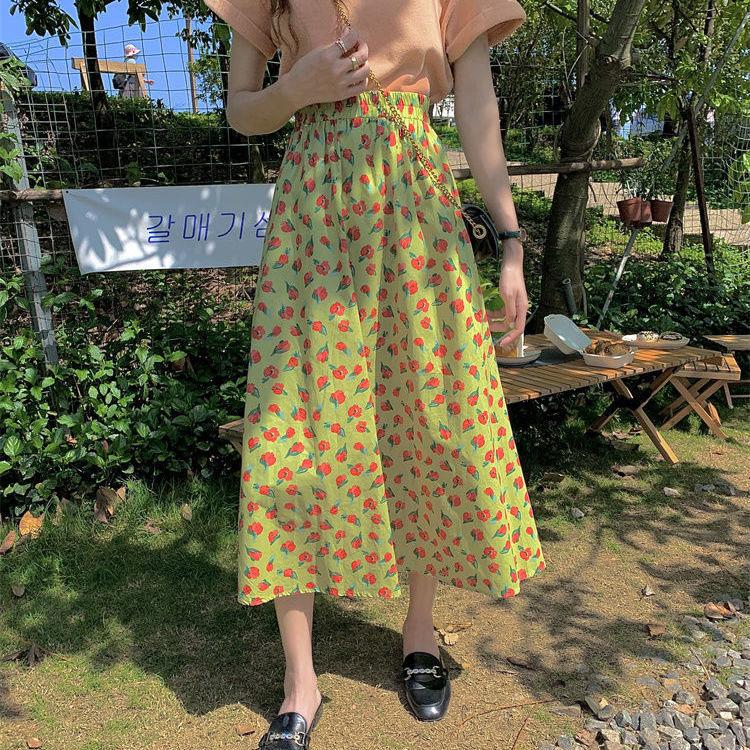 Fustă cu Imprimeu Floral pentru Femei În Vară Nouă Cu Talie Înaltă Slim Fustă Umbrelă High-end Florală A-line Fustă Lungă