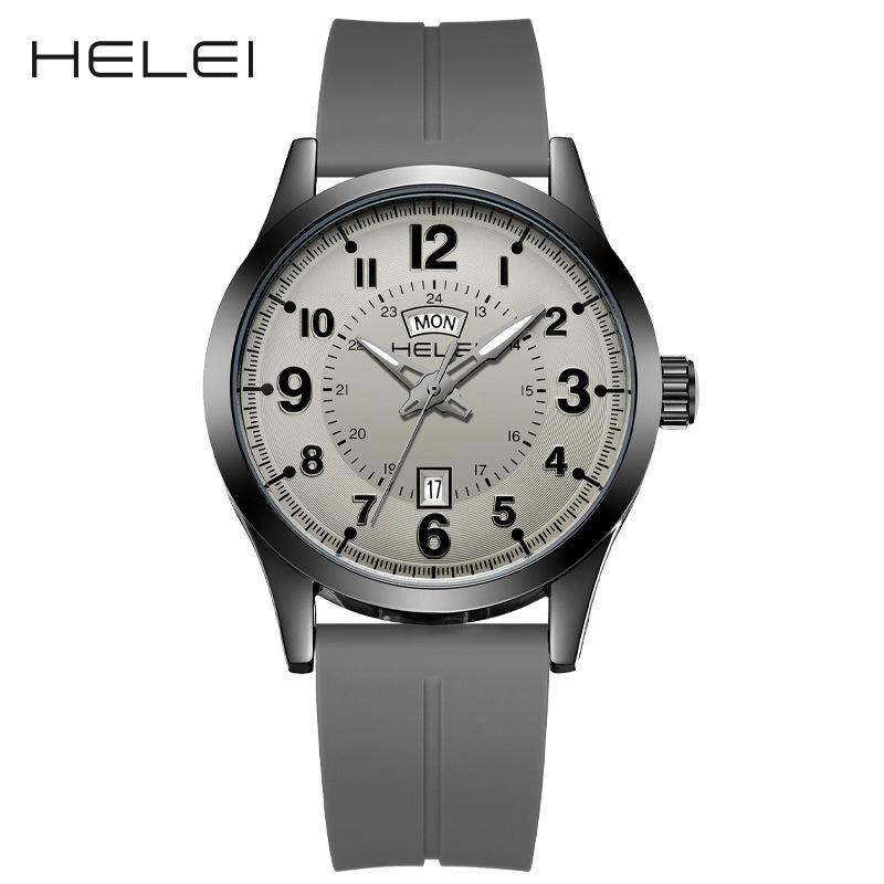 Mens Quartz Watch Large Dial Magnetic Clasp Rubber Strap Day Date Waterproof Wristwatches