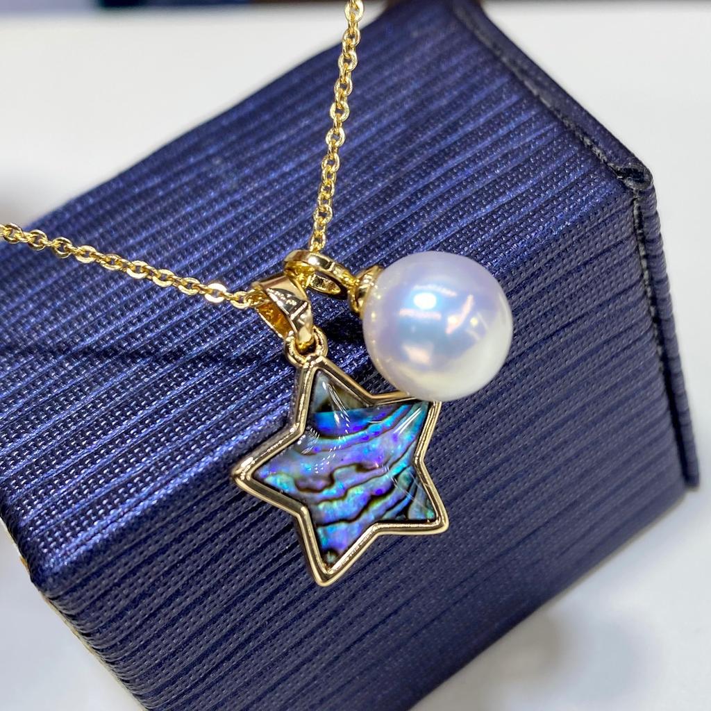 Originální přívěsek z přírodní sladkovodní perly, 18karátové zlato, abalonová perleťová skořápka, náhrdelník lásky, módní a všestranný pro ženy